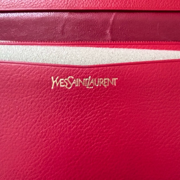 YSL Vintage Red Leather Long Logo Bifold Wallet - Picture 8 of 8